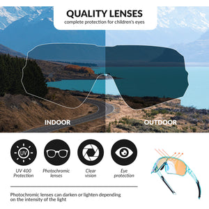 ROCKBROS Kids UV400 Photochromic Cycling Sunglasses
