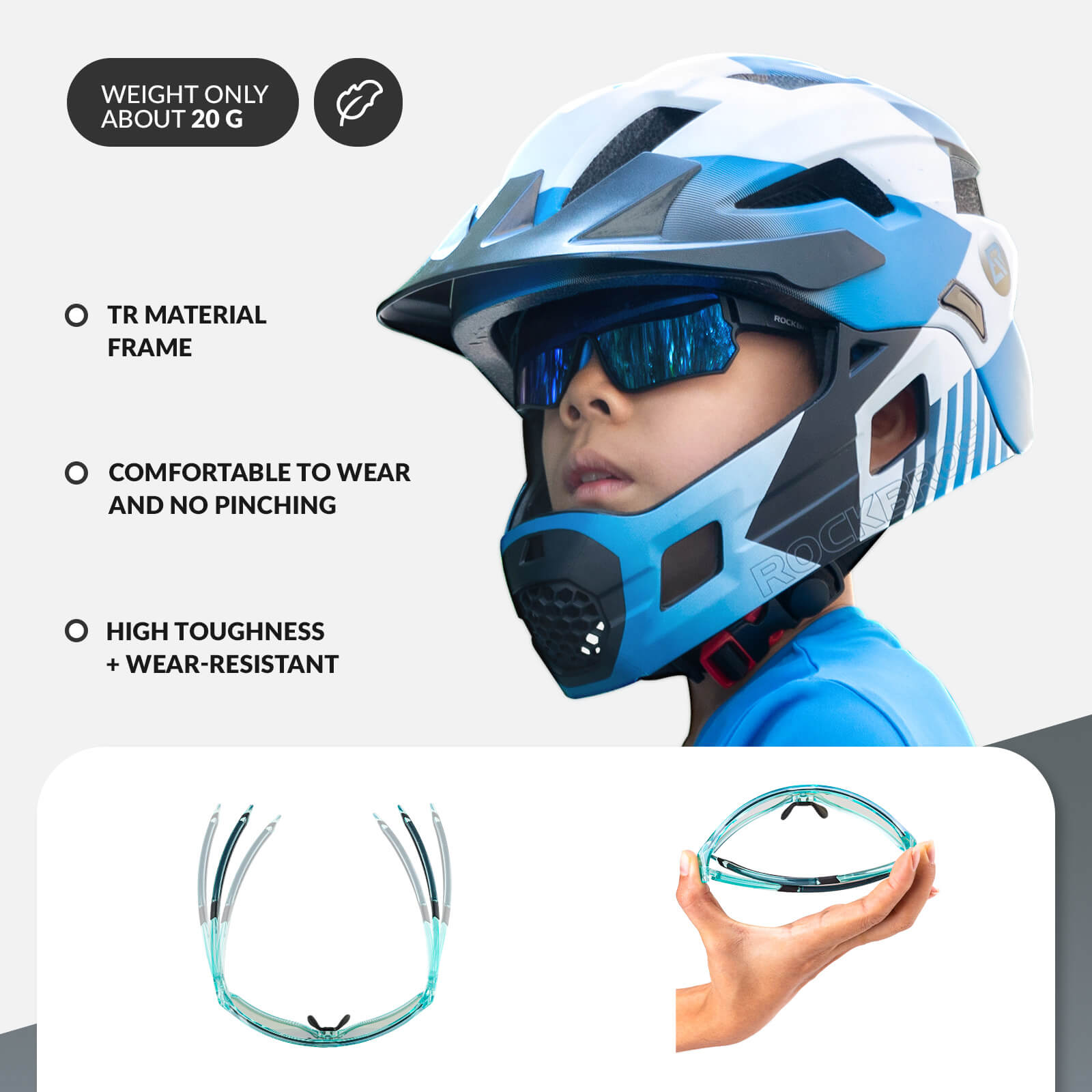 ROCKBROS Kids UV400 Photochromic Cycling Sunglasses