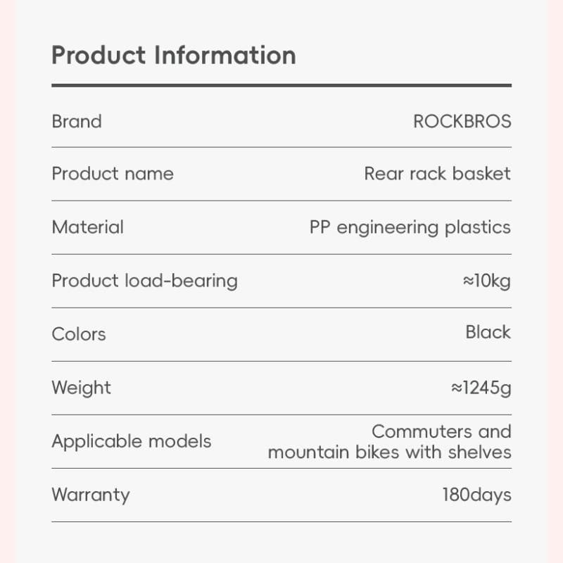 ROCKBROS 30L Lightweight Rear Rack Cargo Basket