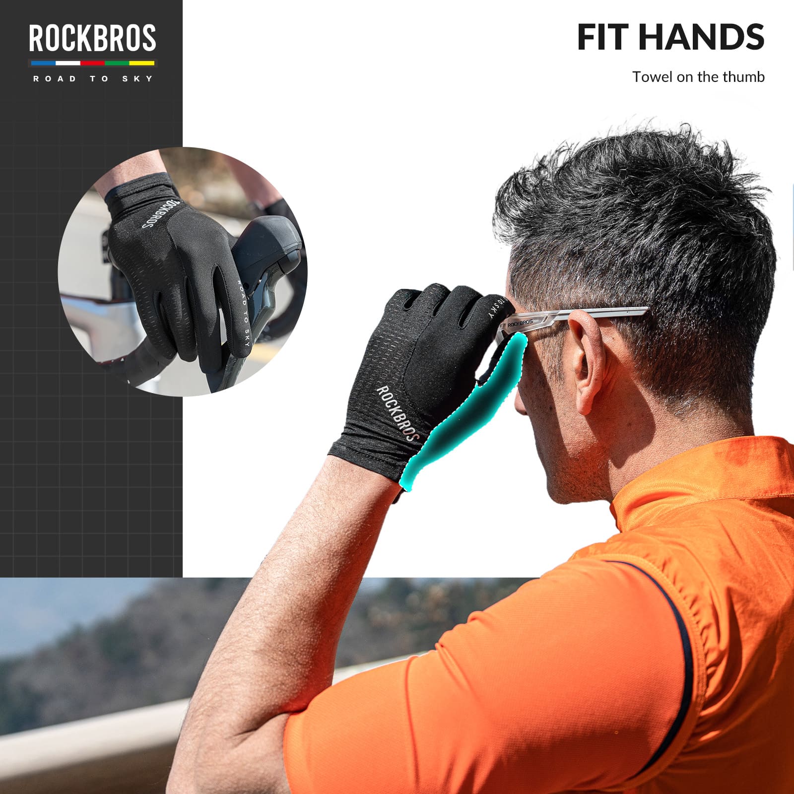 ROAD TO SKY Anti-Slip Full Finger Cycling Gloves