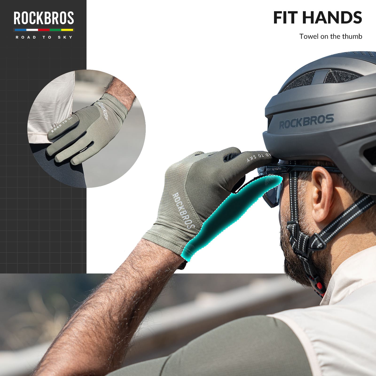 ROAD TO SKY Anti-Slip Full Finger Cycling Gloves
