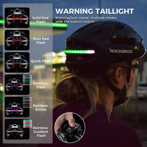 ROCKBROS Smart Bike Helmet with Remote-Controlled Warning Lights