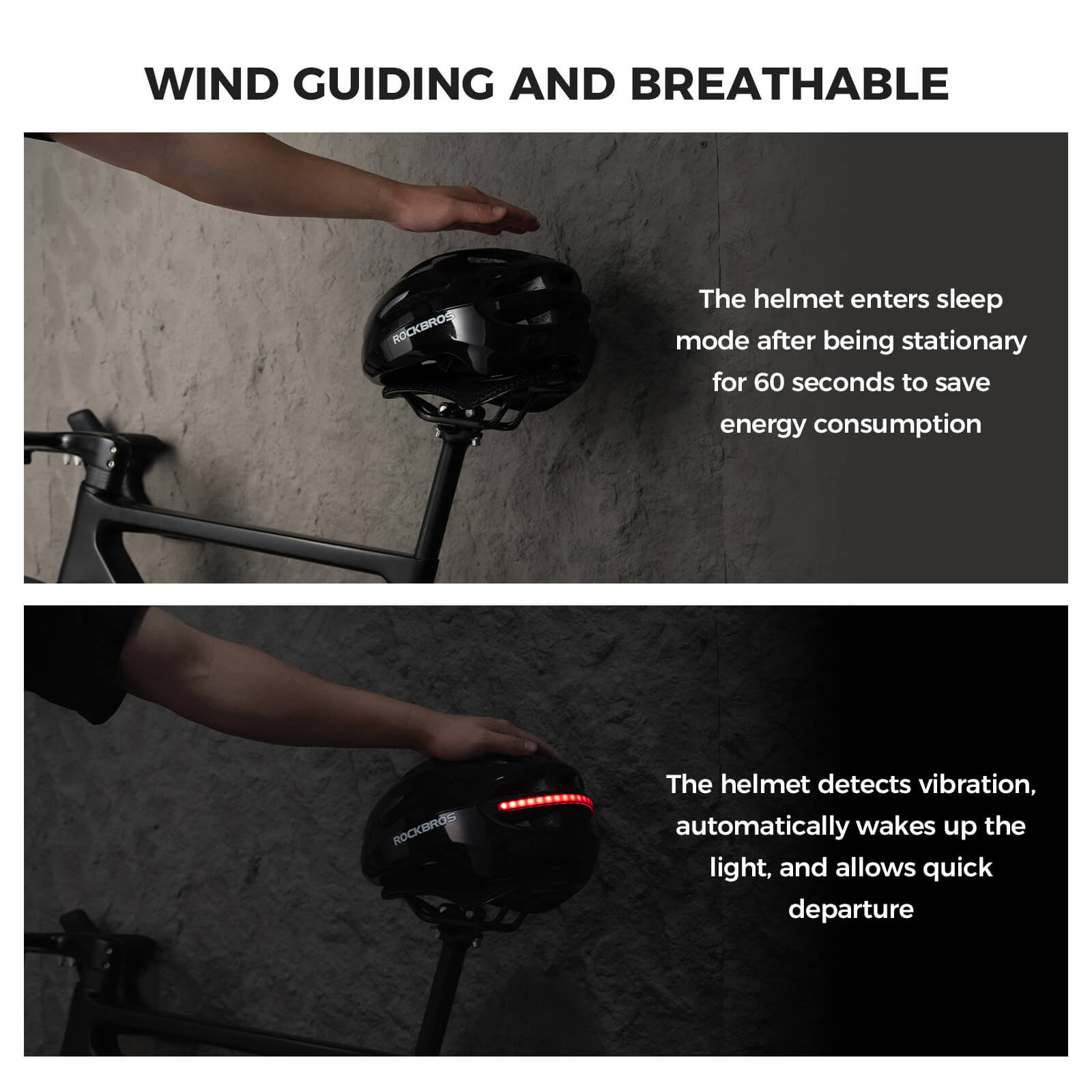 ROCKBROS Smart Bike Helmet with Remote-Controlled Warning Lights
