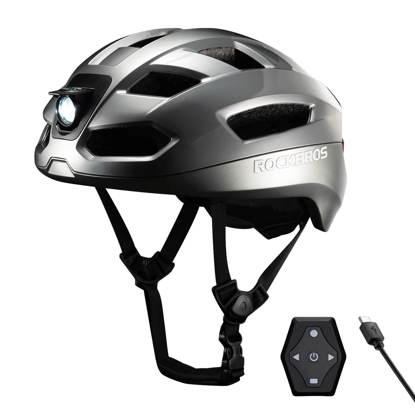 ROCKBROS Smart Bike Helmet with Remote-Controlled Warning Lights
