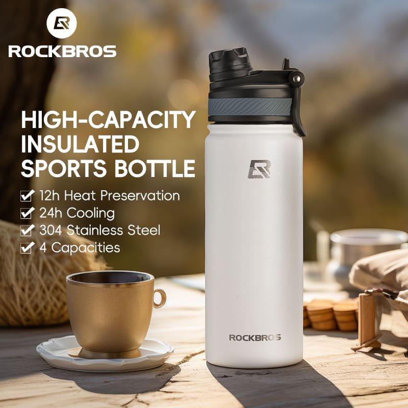 ROCKBROS Stainless Steel Insulated Water Bottle & Straw