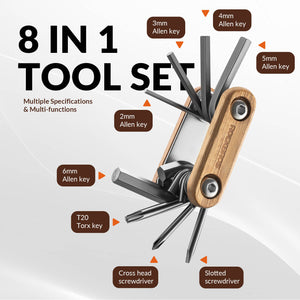 ROCKBROS Wood Handle Titanium Bike Multi Tool