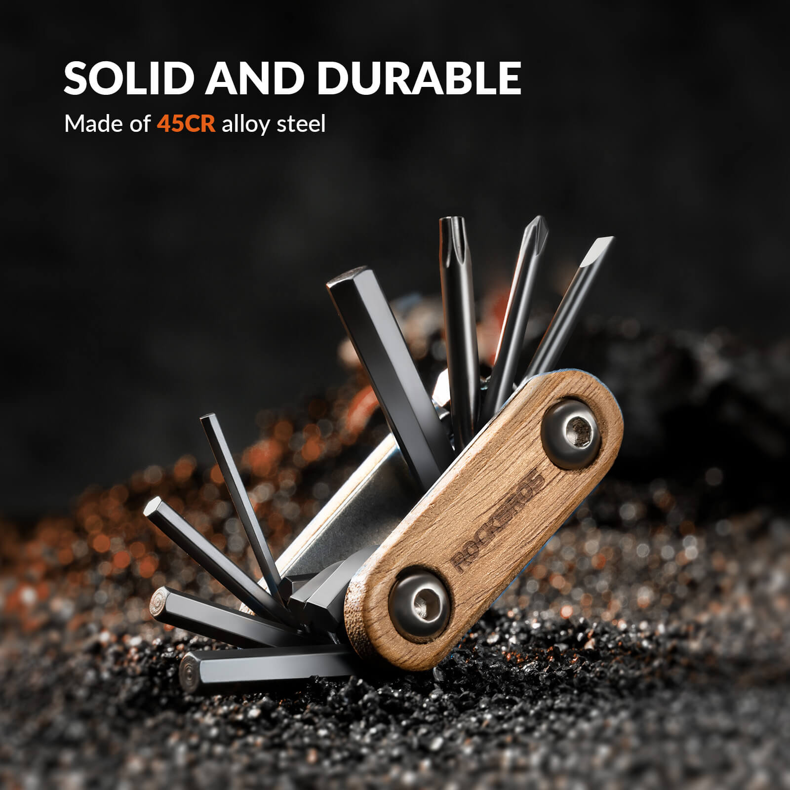 ROCKBROS Wood Handle Titanium Bike Multi Tool